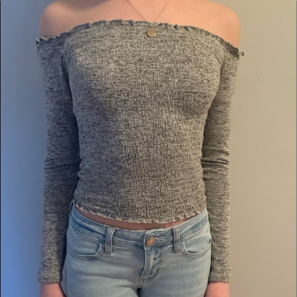 Hollister off the shoulder gray long sleeve